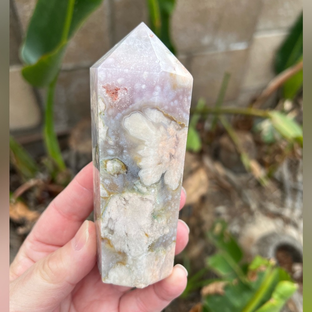 Brazilian Pink Amethyst Flower Agate Tower Fairy Stone